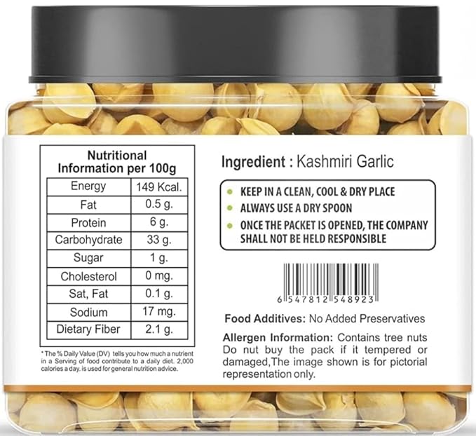 DV NATURE Kashmiri Garlic (Lehsun) - 250 gm |100% Fresh & Natural Organic Single Clove Garlic |Snow Mountain Garlic | Allium Sativum