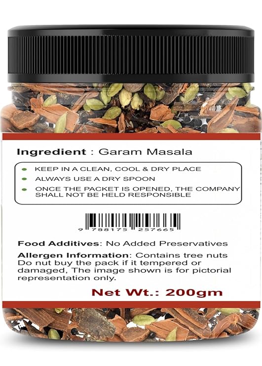 DV Nature Pure Amritsari Garam Masala Sabut Whole-North Indian Flavour 200 Gm Combo (Pack of 1) Khada Masala, Organic No Additional Preservative Added, Anise,Bay,Cardamom,Cinnamon,Cumin,Ginger